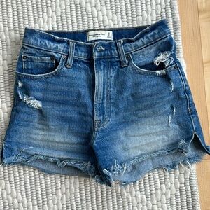 Abercrombie & Fitch ultra high rise denim cutoff shorts